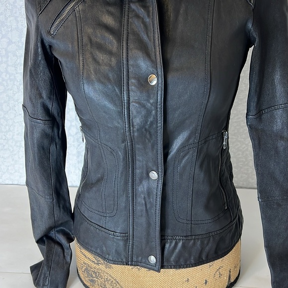 COLE HAAN LEATHER JACKET XS - Picture 4 of 16